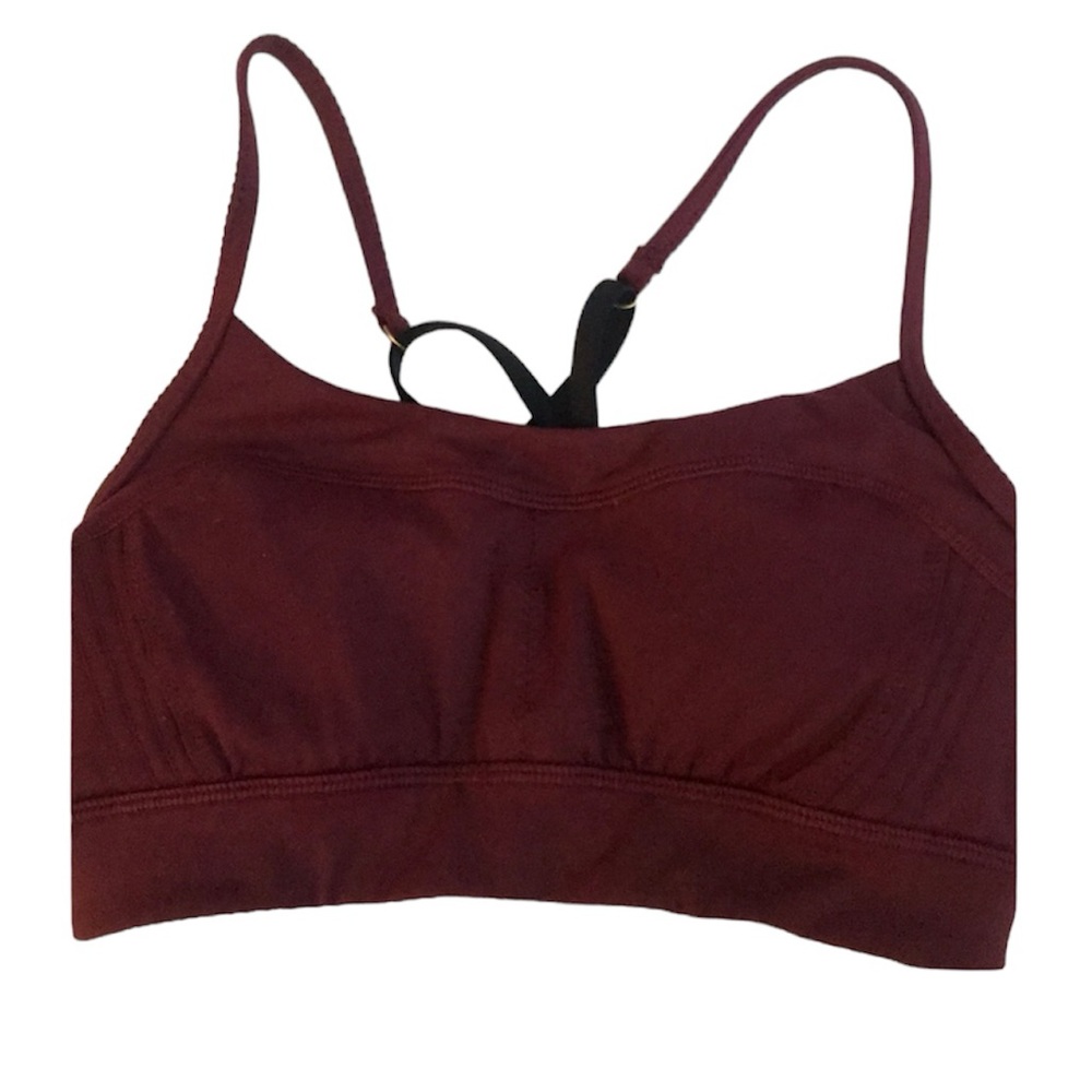Manduka sports bralette maroon lightweight compression strappy back